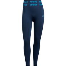Blå - Nylon Tights adidas Training Aeroknit 7/8 High Rise Tights Women - Crew Navy