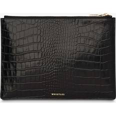 Whistles Shiny Croc Medium Clutch - Black