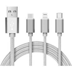 USB A - USB C Kabel Reekin USB A-Lighting/USB Micro A/USB C 1.2m