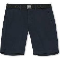 Calvin Klein Slim Organic Cotton Belted Shorts - Navy