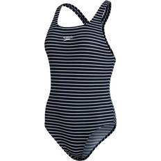 Speedo Endurance+ Printed Medalist Swimsuit - Navy/White