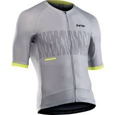 Northwave Storm Air Short Sleeve Jersey Men - Light Grey/Yellow Fluo