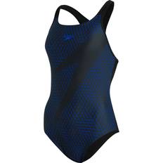 Speedo Boom Logo Placement Racerback Swimsuit - Black/Blue