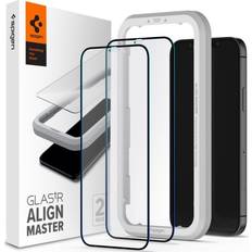 Protecteurs d'Écran Spigen verre trempe alm verre fc 2-pack iphone 12/12 pro noir