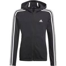 Viscose Hoodies Children's Clothing adidas Girl's Essentials-3-Stripes Hoodie - Black/White (GQ8356)