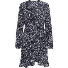 Driekwart Mouw - Vrouw Jurken Only Carly Jurk Wrap Short Dress - Navy/Wit