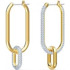 Swarovski Gold Ohrringe Swarovski Time Hoop Pierced Earrings - Gold/Transparent