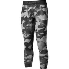 Gray - Men Tights Nike Pro 3/4 Camo Leggings Men - Smoke Grey/Grey Fog