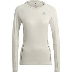 Beige - Kyllä T-paidat Adidas Runner Long Sleeve Tee - Alumina/Valkoinen