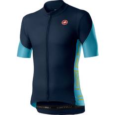 Castelli Entrata V Short Sleeve Jersey Men - Savile Blue/Celeste/Saffron