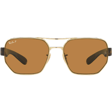 Ray-Ban Polarizzati - Unisex Occhiali da sole Ray-Ban RB3672 Polarized 001/83 Unisex Geometrica Oro