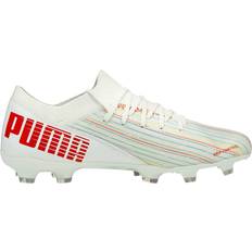 White Football Shoes Puma Ultra 3.2 FG/AG Youth - White/Red Blast/White