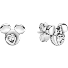 Mickey mouse silhouette Pandora Disney Mickey Mouse & Minnie Mouse Silhouette Stud - Silver/Transparent