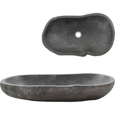 vidaXL Wash Basin River Stone Oval 60 To 70 Cm