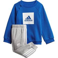 Stribede Tracksuits Børnetøj adidas Infant 3-Stripes Fleece Jogger Set - White/Royal Blue (GM8976)