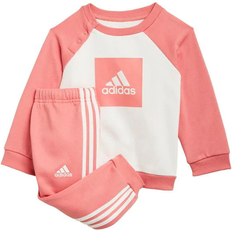 Stribede Tracksuits Børnetøj adidas Infant 3-Stripes Fleece Jogger Set - Hazy Rose/White (GM8974)