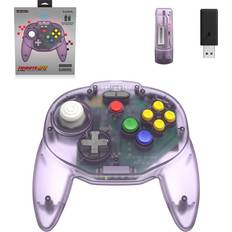 Retro-Bit Mandos de juego Retro-Bit Controlador inalámbrico Tribute64 de 2,4 GHz para Nintendo 64/Switch/PC/Mac Atomic Purple