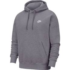 4XL - Women Sweaters NIKE Sportswear Club Fleece Pullover Hoodie - Charcoal Heather/Anthracite/White