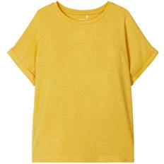 Viskose T-shirts Name It Striped Glittery T-shirt - Yellow/Spicy Mustard (13180539)