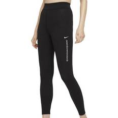 Bomull Tights Nike Swoosh High Rise Leggings - Black/White