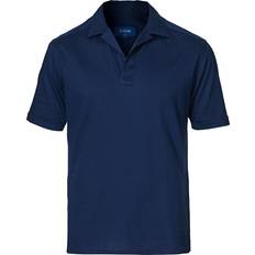 Eton Slim Fit Cotton Linen Short Sleeve Polo Shirt - Blue