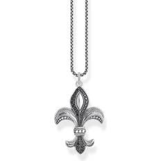 Herre - Sort Halskæder Thomas Sabo French Lily Necklace - Silver/Black