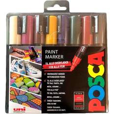 Gule Tusjer Uni Posca PC-5M Paint Marker Deep Colours 8-pack