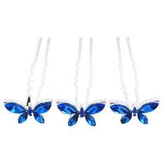 Blue Hair Pins Avalaya Silver Tone Sapphire Blue Butterfly Hair Pins 12-pack