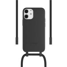 Woodcessories Coque écologique pour iPhone 12 Mini avec Cordon, Compostable, de Matériaux d'origine Végétale Noir