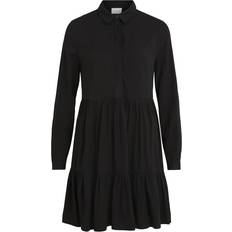 Long Sleeved Shirt Dress - Black