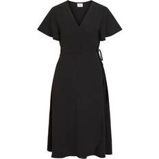 Kortærmet Wrap Kjole - Black