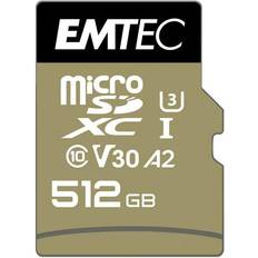 512 Go Cartes mémoire Emtec SpeedIN' PRO Carte mémoire flash (adaptateur SD inclus(e) 512 Go A2 Video Class V30 UHS-I U3 Class10 670x microSDXC UHS-I