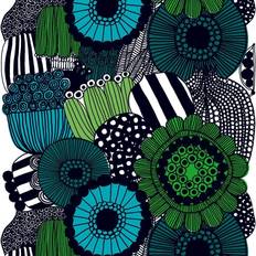 Marimekko Siirtolapuutarha Metervare Black/Green/White (100x145cm)