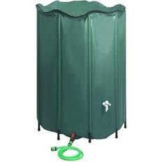 Verde Barriles de Lluvia vidaXL Rain Barrel Foldable with Crane 1500L