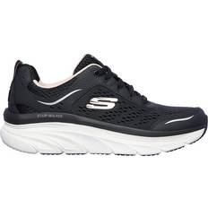 Skechers D'Lux Walker Infinite Motion - Black Leather Mesh Pink Trim