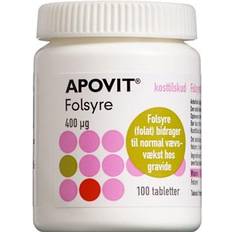 Folsyre Apovit Folsyre 400µg 100 stk