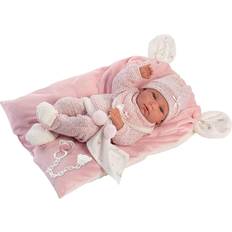 Dukke 40cm Llorens Baby Nica on a Pink Blanket with Ears 40cm