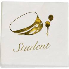 Student tallrikar guld Paper Napkins Student Gold/White 20-pack