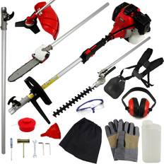 Outils multifonctions T-Mech Coupe-Herbe Multifonctions 5en1 à Essence 52cc avec Kit de Sécurité Outils, Bouteille Mélangeur D'huile à 2 Temps et Entonnoir Gratuit