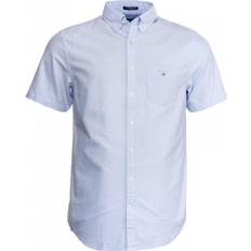 Gant Herre Skjorter Gant Short Sleeve Oxford Shirt - Capri Blue