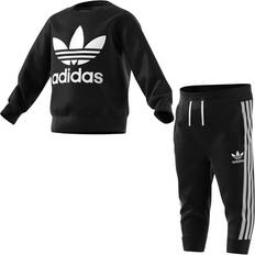 18-24M Tracksuits Barnkläder adidas Infant Crew Sweatshirt Set - Black/White (ED7679)