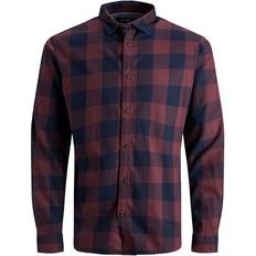 Flanellhemden - M Jack & Jones Gingham Checked Shirt - Red/Port Royale