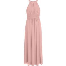 Vila Milina Pleated Halter Neck Maxi Dress - Pink/Pale Mauve