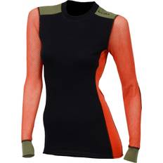 Aclima woolnet crew neck Aclima WoolNet Hybrid Crew Neck Women - Jet Black/Poinciana/Capulet Olive