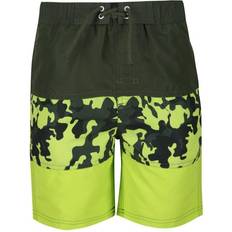 Green Swim Shorts Children's Clothing Regatta Kid's Shaul III Swim Shorts - Racing Green Camo Print Electric Lime