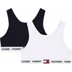 Multifarvet Toppe Børnetøj Tommy Hilfiger Organic Cotton Repeat Logo Bralettes 2-pack - White/Desert Sky (UG0UG003450U9)