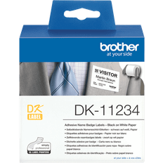 Brother Adhesive Visitor Badge Label Roll Black on White