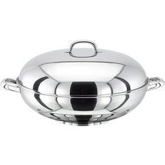 Stainless Steel Wok Pans Stellar Speciality with lid 37 cm