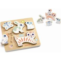 Animals Knob Puzzles Djeco Babyanimali Wooden Puzzle