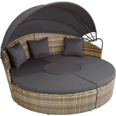 Sun Canopy Sun Beds tectake Santorini - Natural/Dark Grey